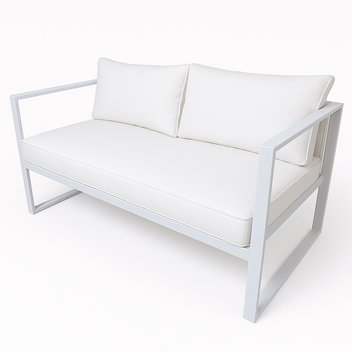 2-istuttava ulkosohva 130 x 75 cm – 10 cm pehmusteet, teräsrunko, valkoinen/vaalea beige