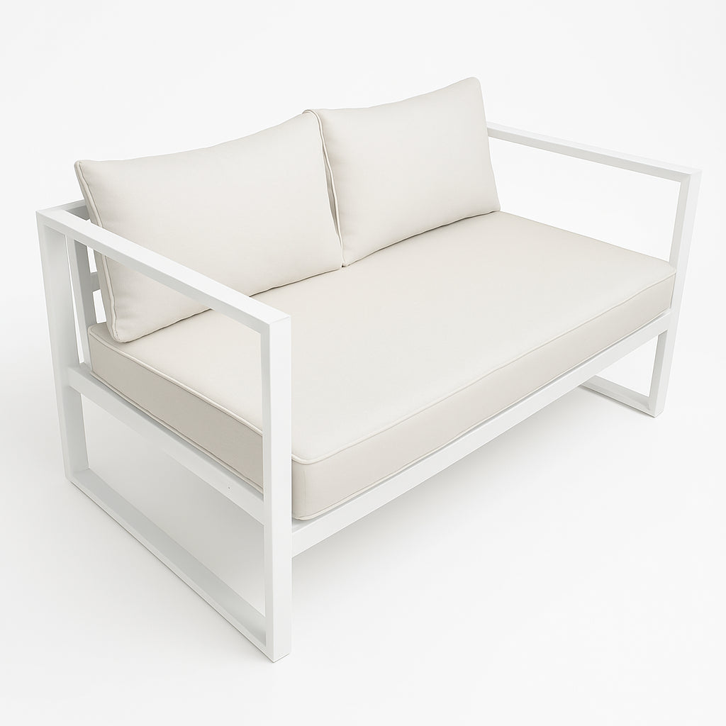 POHJOLA GARDEN 2-istuttava Ulkosohva ISLA 130 CM, Valkoinen / Vaalea Beige