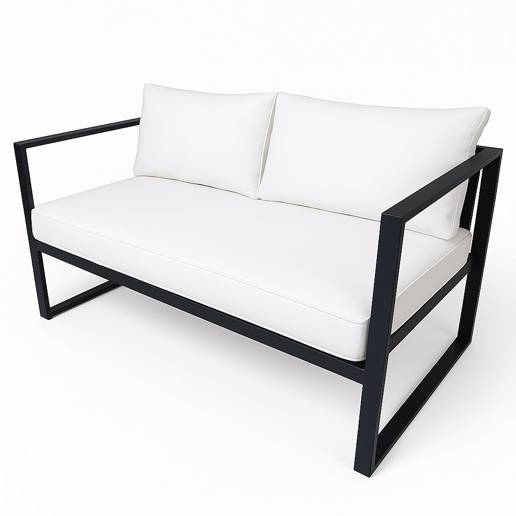 POHJOLA GARDEN 2-istuttava Ulkosohva ISLA 130 CM, Musta / Vaalea Beige