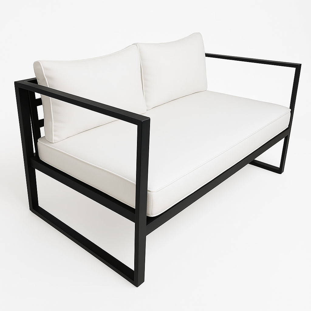 POHJOLA GARDEN 2-istuttava Ulkosohva ISLA 130 CM, Musta / Vaalea Beige