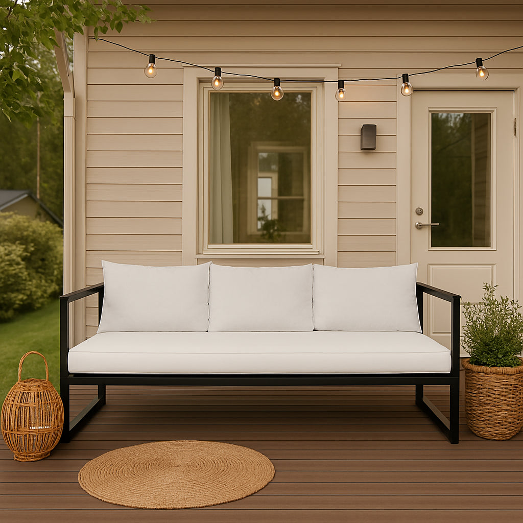 POHJOLA GARDEN 3-istuttava Ulkosohva ISLA 190 CM, Musta / Vaalea Beige