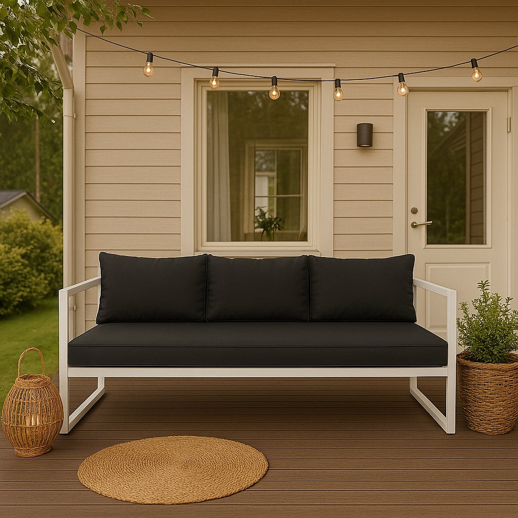 POHJOLA GARDEN 3-istuttava Ulkosohva ISLA 190 CM, Valkoinen / harmaa