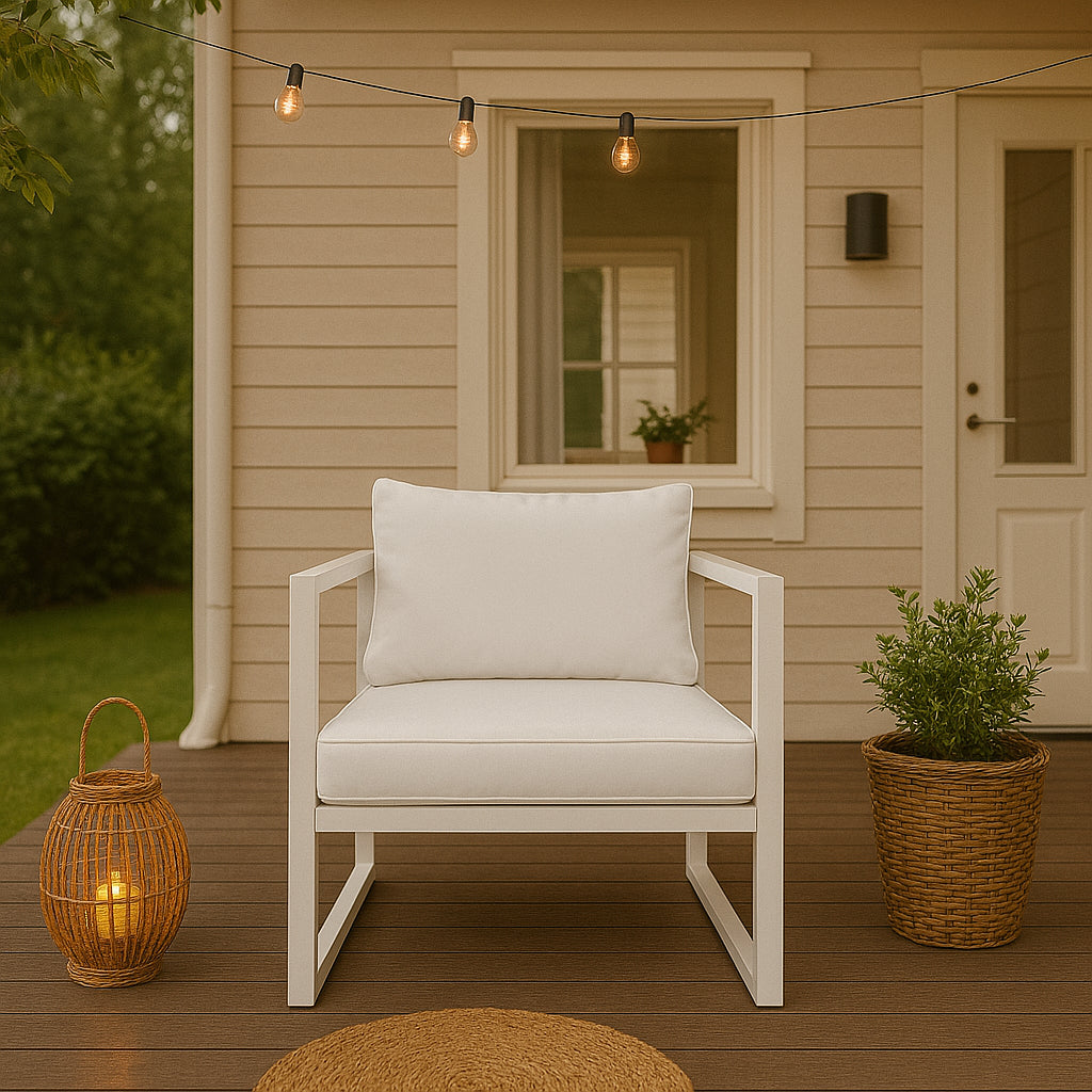 POHJOLA GARDEN Puutarhatuoli Käsinojilla ISLA 70 CM, Valkoinen / Vaalea Beige