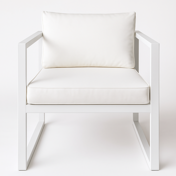 Puutarhatuoli käsinojilla 70 x 75 cm – 10 cm pehmuste, teräsrunko, valkoinen/vaalea beige