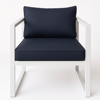 Trädgårdsstol med armstöd 70 x 75 cm – 10 cm stoppning, stålram, vit/grå