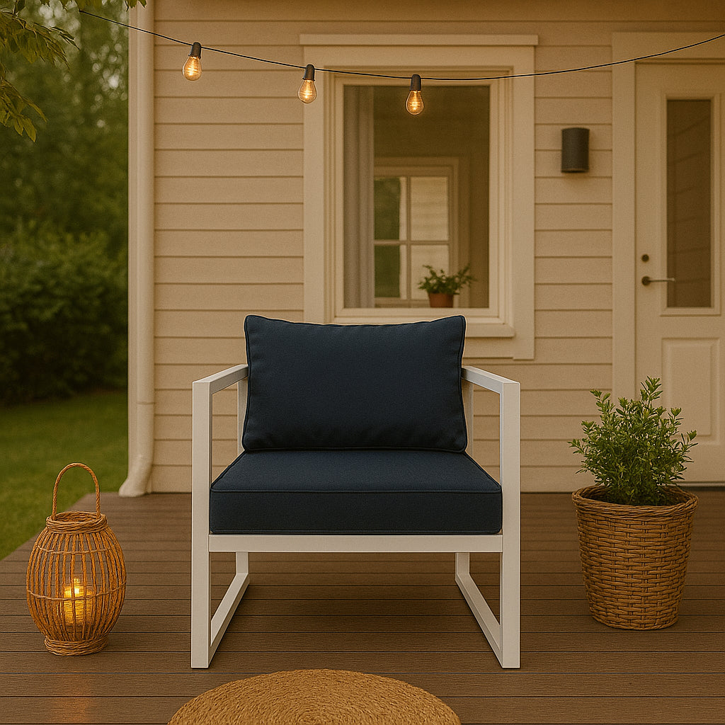 POHJOLA GARDEN Puutarhatuoli Käsinojilla ISLA 70 CM, Valkoinen / Harmaa