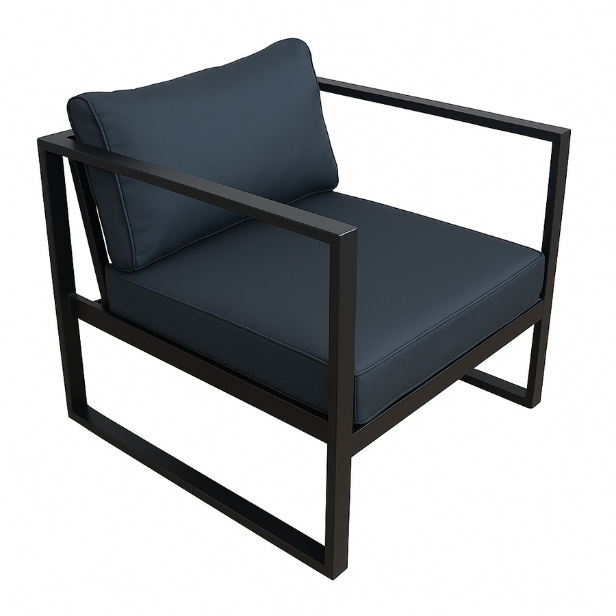 Trädgårdsstol med armstöd 70 x 75 cm – 10 cm stoppning, stålram, svart/grå