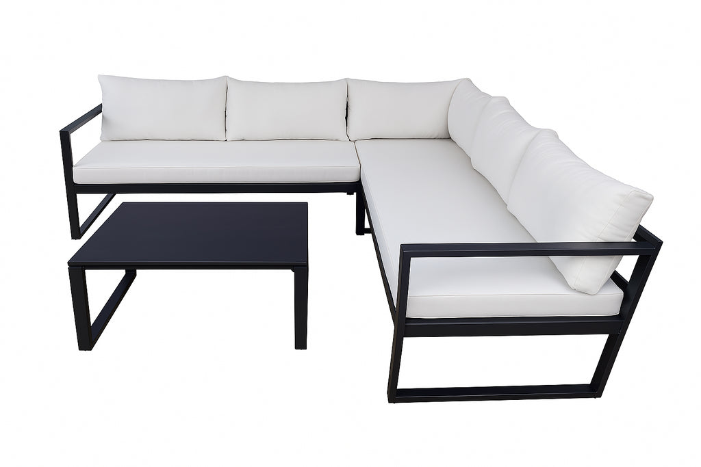 POHJOLA GARDEN Metalli Kulmasohvaryhmä ja Puutarhapöytä Ulos, MARIA