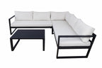 POHJOLA GARDEN Metalli Kulmasohvaryhmä ja Puutarhapöytä Ulos, MARIA