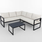 POHJOLA GARDEN Metalli Kulmasohvaryhmä ja Puutarhapöytä Ulos, MARIA