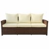 Lund & Leaf Polyrottinki Utomhussoffa 3-sits, brun/beige, 175x60x74, Emma
