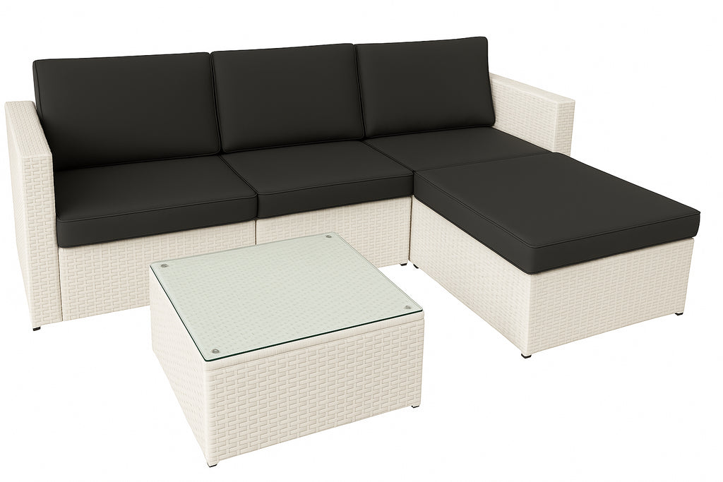 POHJOLA GARDEN Polyrottinkinen Ulkosohva EEVI, Valkoinen / harmaa