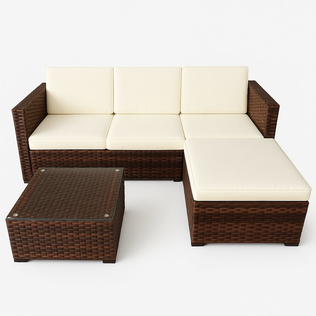 POHJOLA GARDEN Polyrottinkinen Ulkosohva EEVI, Ruskea / beige