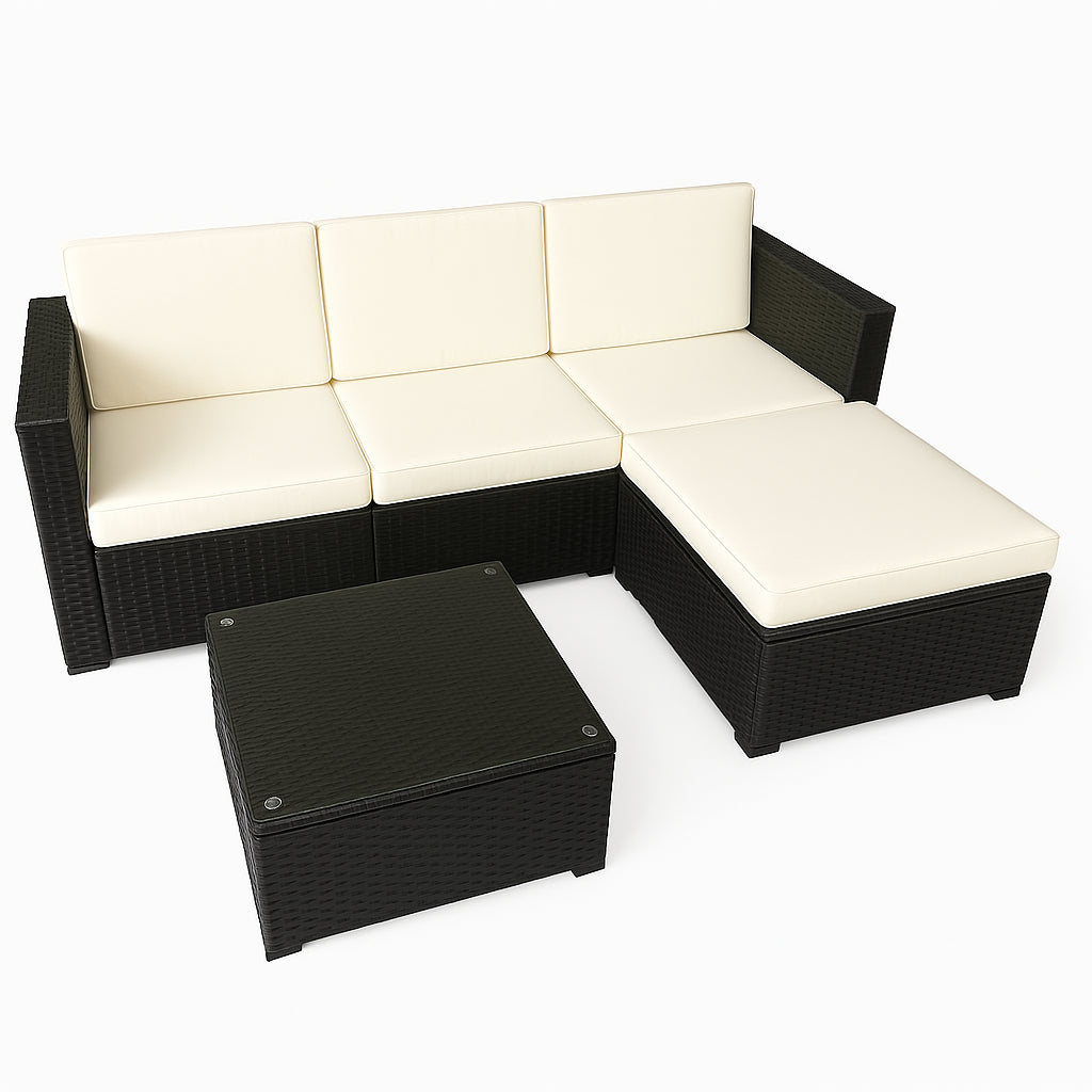 POHJOLA GARDEN Polyrottinkinen Ulkosohva EEVI, Musta / beige