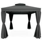 POHJOLA GARDEN Kestävä PREMIUM Pihapaviljonki 3x3m / Paviljonki Katos Terassille ja Pihalle Hyttysverkolla, Harmaa