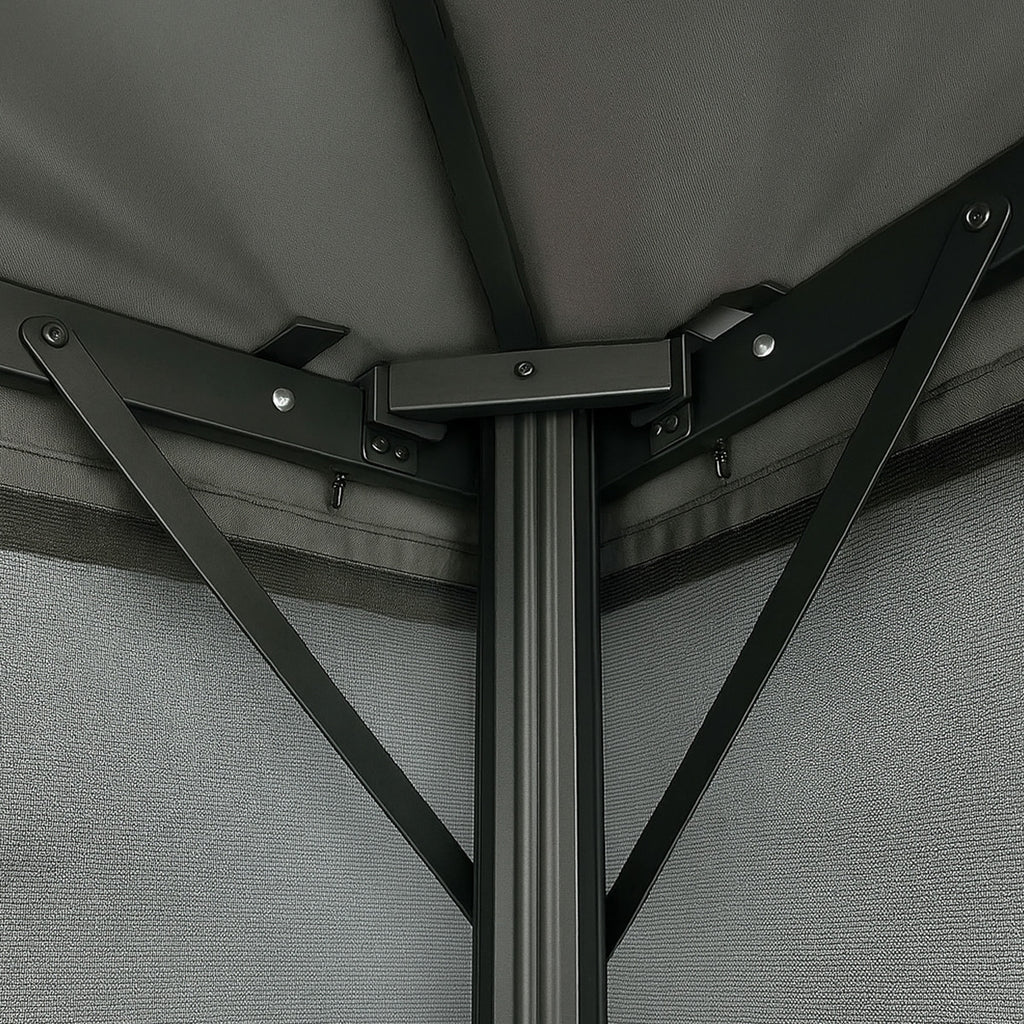 POHJOLA GARDEN Kestävä PREMIUM Pihapaviljonki 3x3m / Paviljonki Katos Terassille ja Pihalle Hyttysverkolla, Harmaa