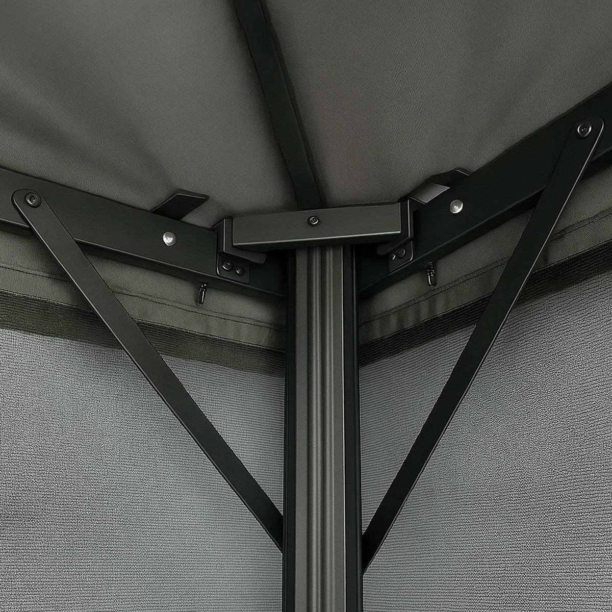 Trädgårdspaviljong 3 x 3 m – aluminiumram, myggnät, 250 g/m² PVC-tak, grå