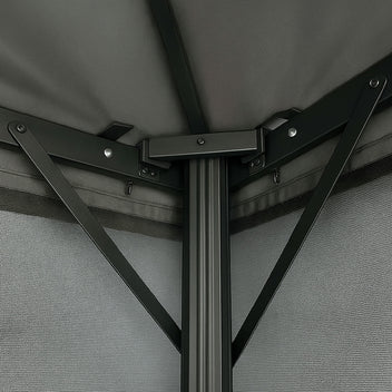 Trädgårdspaviljong 3 x 3 m – aluminiumram, myggnät, 250 g/m² PVC-tak, grå
