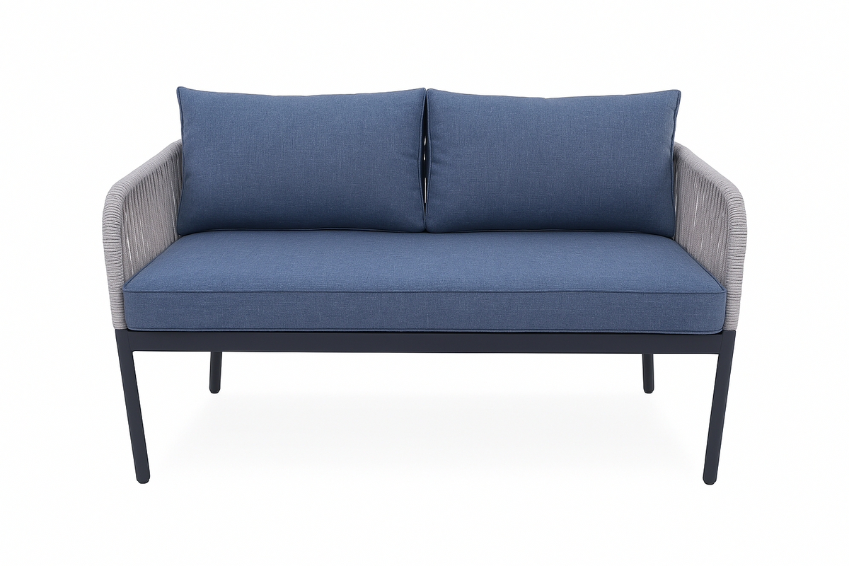 Ulkosohvaryhmä 2+2+1 – 4-istuttava, 100 cm pöytä, 12 cm pehmusteet