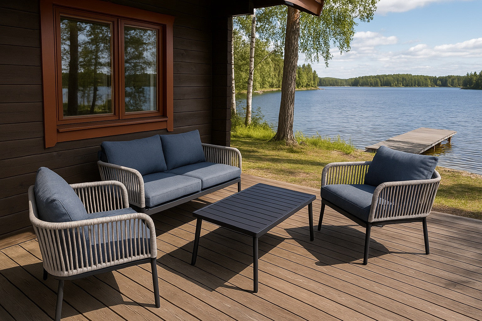 POHJOLA GARDEN Ulkosohvaryhmä Frans 2+2+1, Harmaa