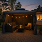 POHJOLA GARDEN Kestävä PREMIUM Pihapaviljonki 3x3m / Paviljonki Katos Terassille ja Pihalle Hyttysverkolla, Harmaa