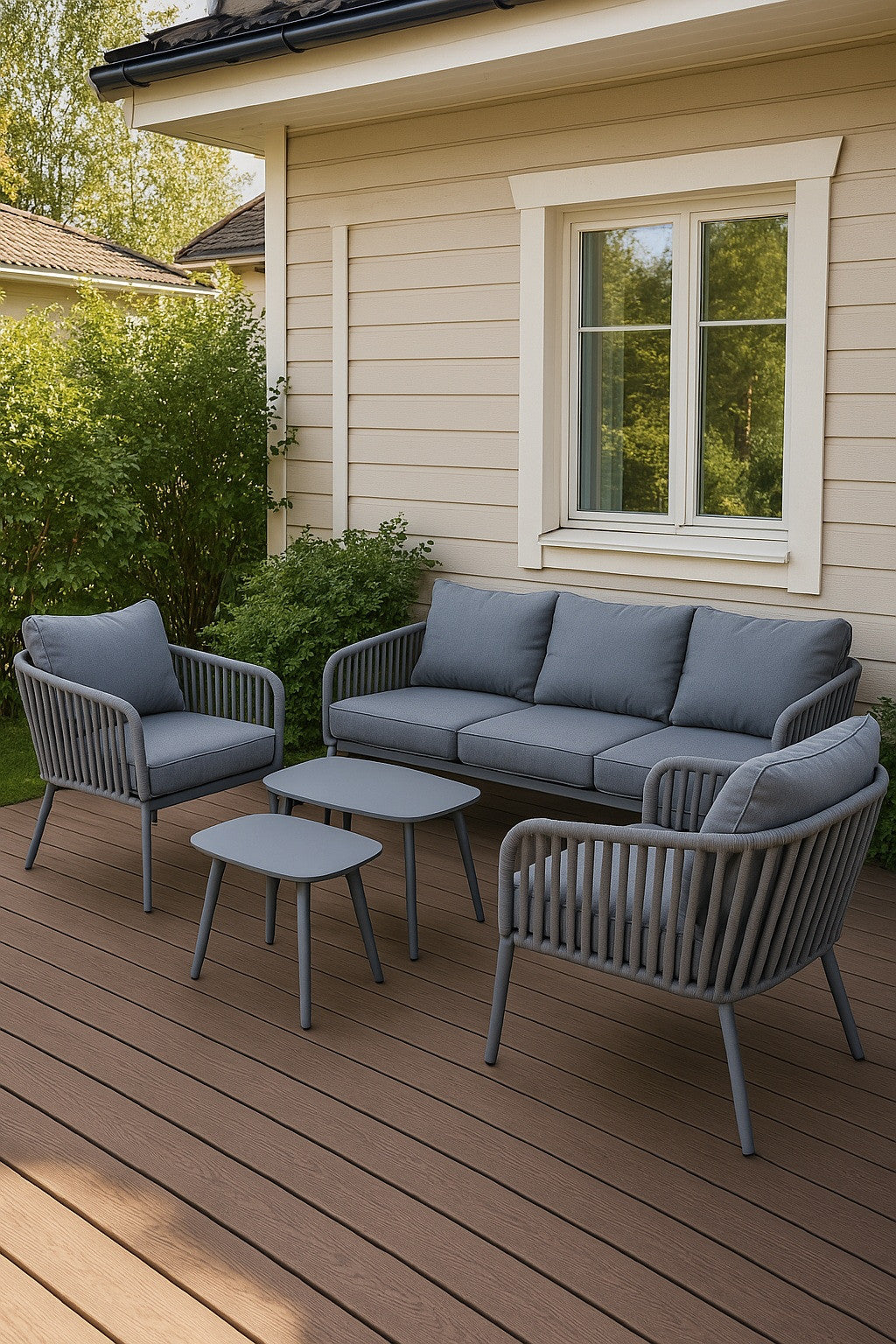 POHJOLA GARDEN Ulkosohvaryhmä Laura 3+2+1+1 Harmaa