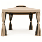 POHJOLA GARDEN Kestävä PREMIUM Pihapaviljonki 3x3m / Paviljonki Katos Terassille ja Pihalle Hyttysverkolla, beige