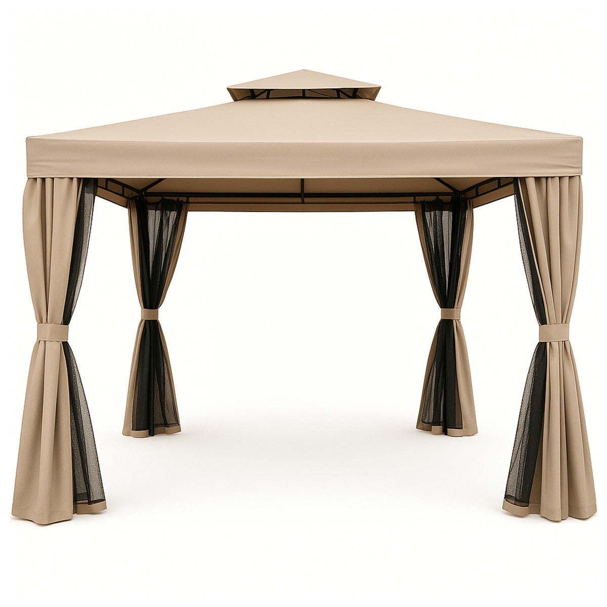 POHJOLA GARDEN Kestävä PREMIUM Pihapaviljonki 3x3m / Paviljonki Katos Terassille ja Pihalle Hyttysverkolla, beige