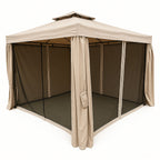 POHJOLA GARDEN Kestävä PREMIUM Pihapaviljonki 3x3m / Paviljonki Katos Terassille ja Pihalle Hyttysverkolla, beige