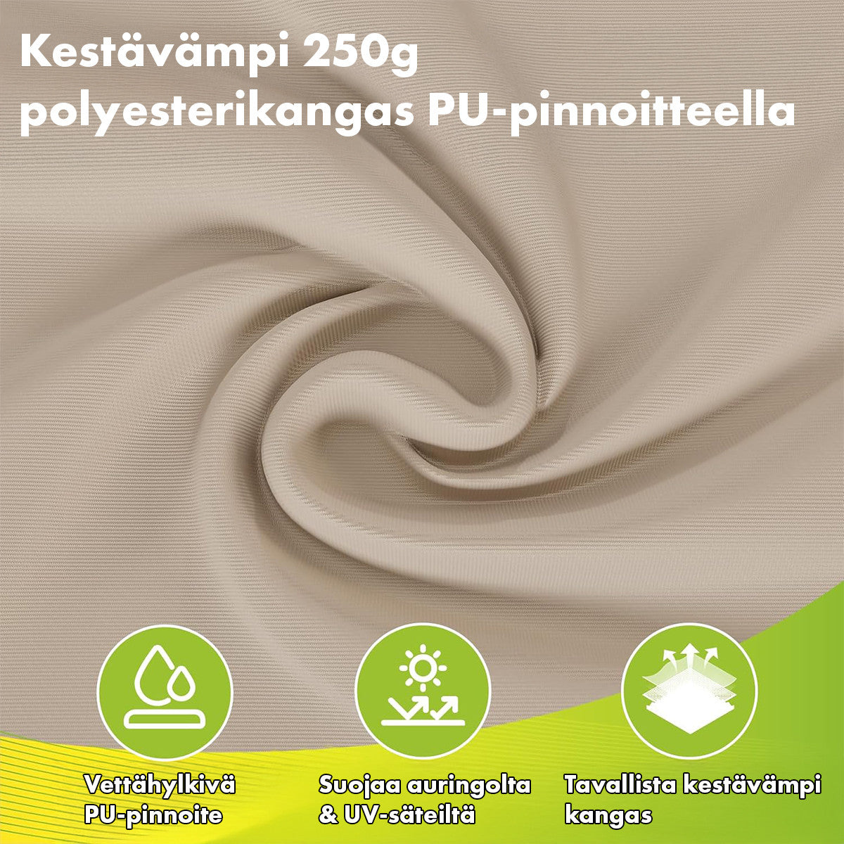 POHJOLA GARDEN STRONG Pergola / Terassikatos 3x3m, Musta Runko, Beige Katos