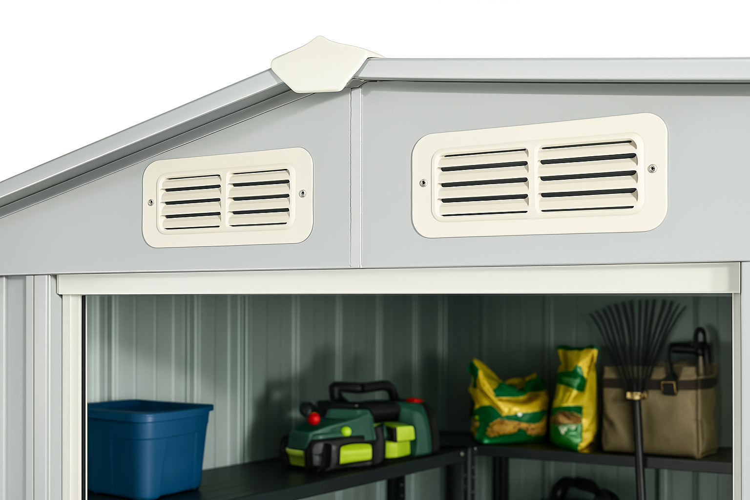 POHJOLA GARDEN Pihavaja 2,7m2 Puutarhavaja, Peltivarasto, Työkaluvaja Valkoinen + sokkeli