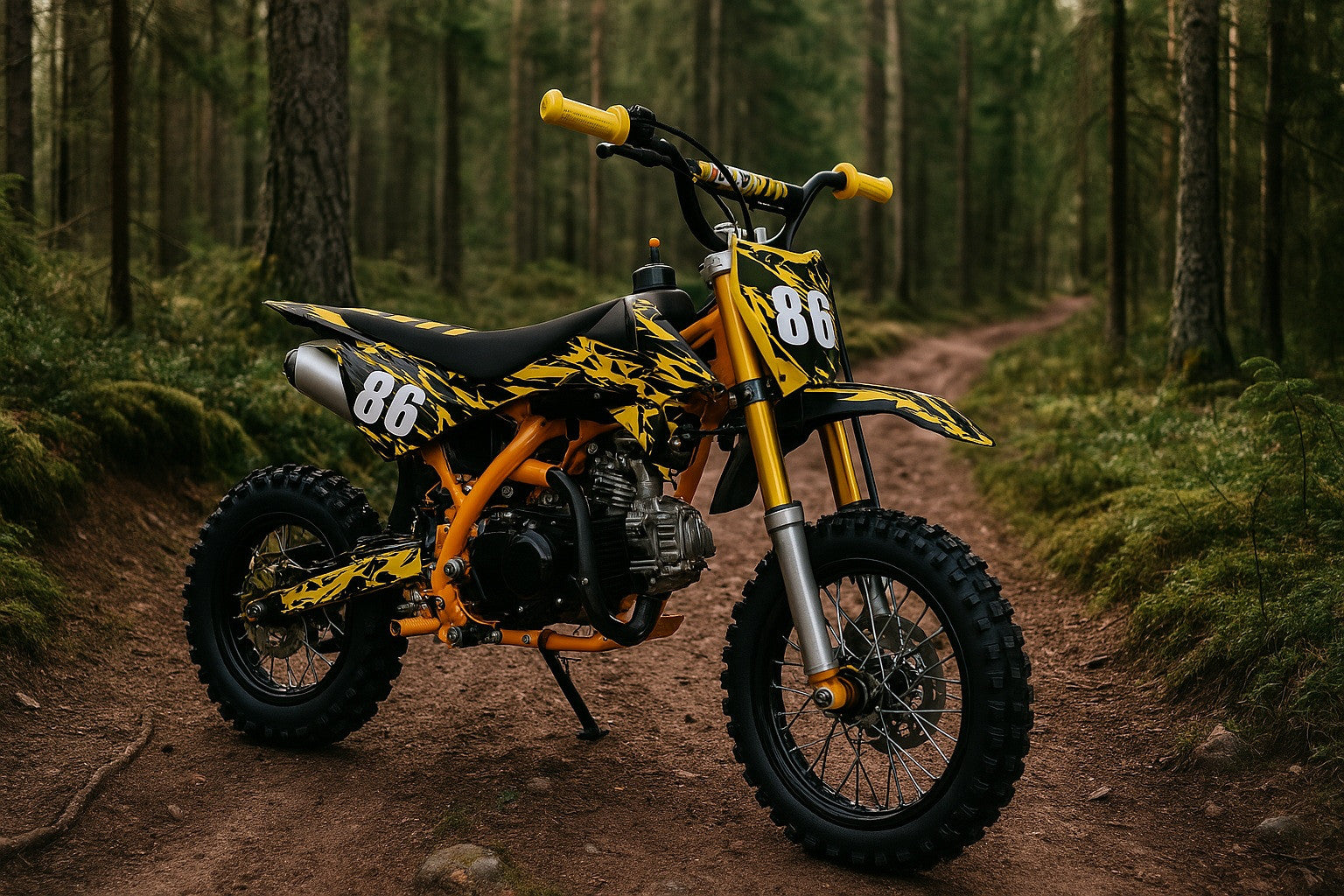 POHJOLA MOTORS Minikrossi 70cc, Keltainen