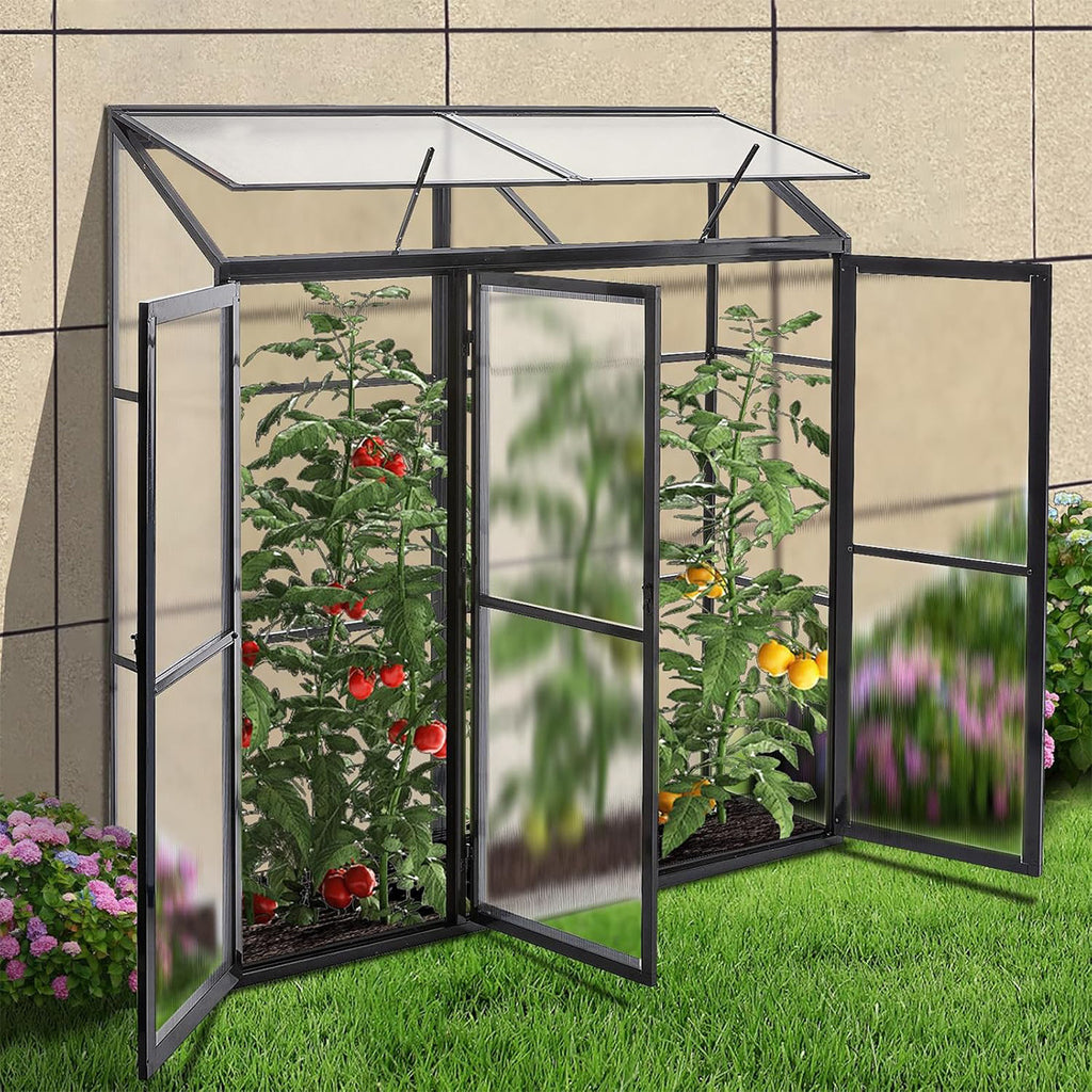 POHJOLA GARDEN Seinäkasvihuone 180 x 55cm, 4mm 610g/m2 Kennolevyt, musta