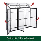 POHJOLA GARDEN Seinäkasvihuone 180 x 55cm, 4mm 610g/m2 Kennolevyt, musta