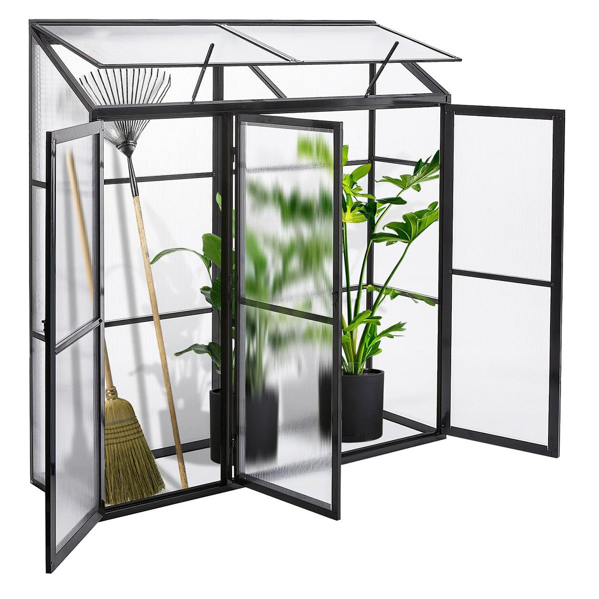 POHJOLA GARDEN Seinäkasvihuone 180 x 55cm, 4mm 610g/m2 Kennolevyt, musta