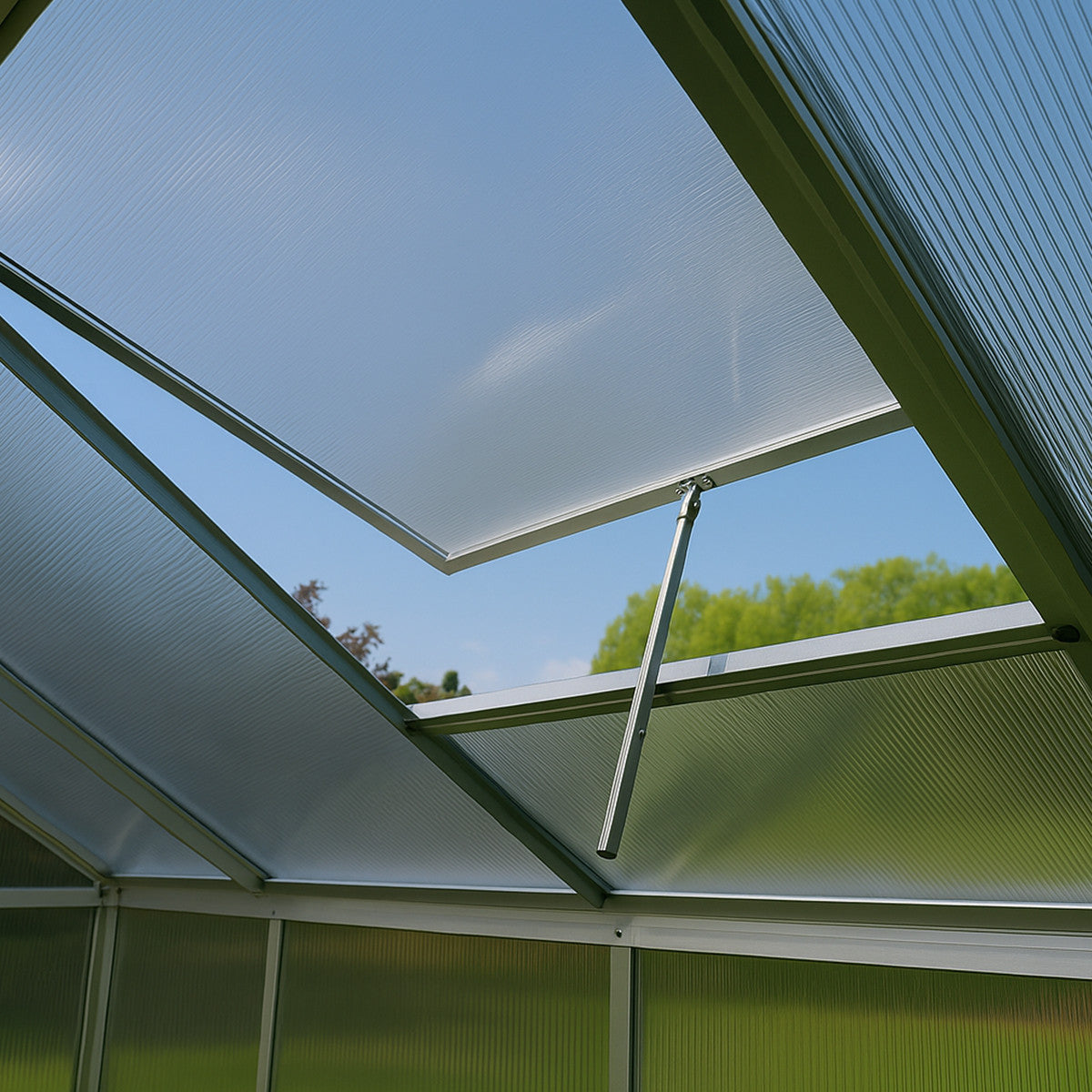 Kasvihuone 10 m² – 4 mm 800 g/m² kennolevyt, sokkeli, alumiinirunko