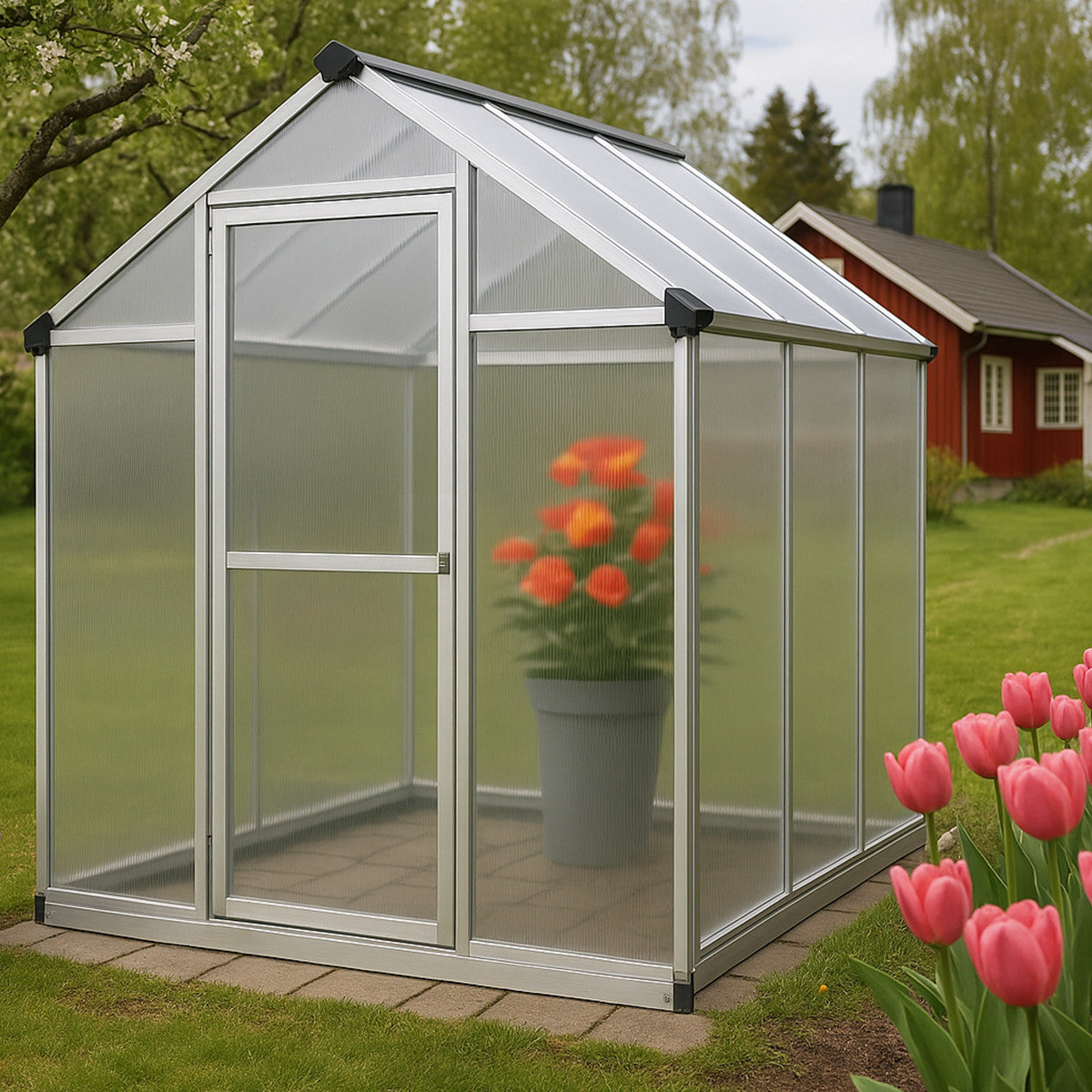 POHJOLA GARDEN Kasvihuone 3,3m² Tukeva Runko, Paksut Paneelit, Sokkeli & Rännit - Helppo Koota