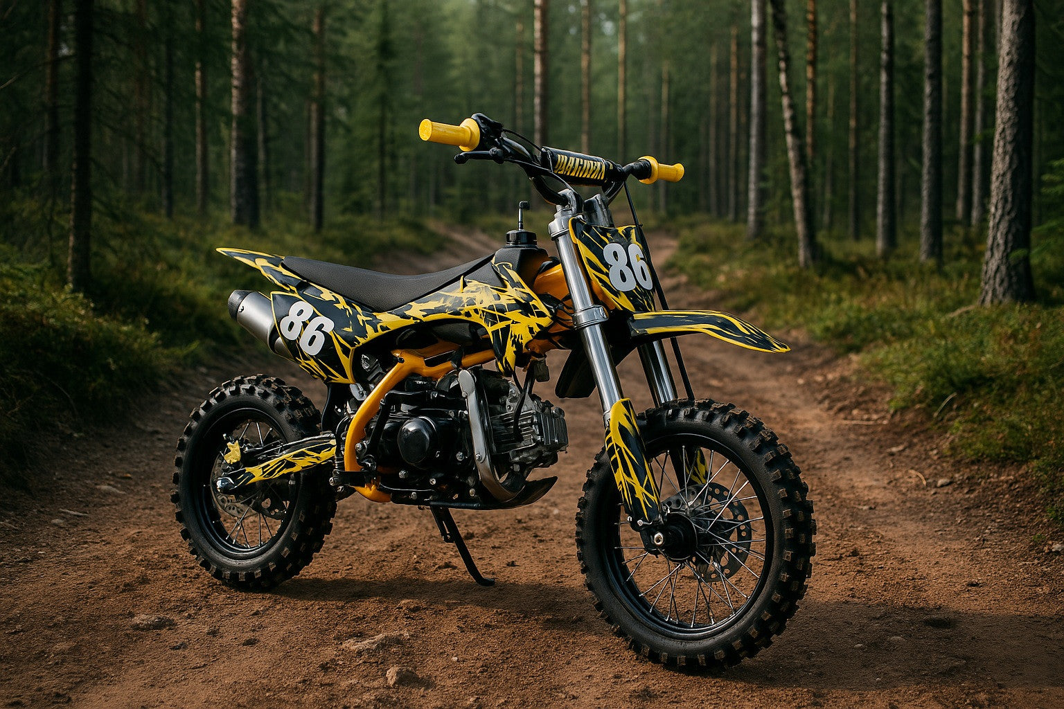 POHJOLA MOTORS Minikrossi 110cc, 4-tahti, 80km/h, Keltainen