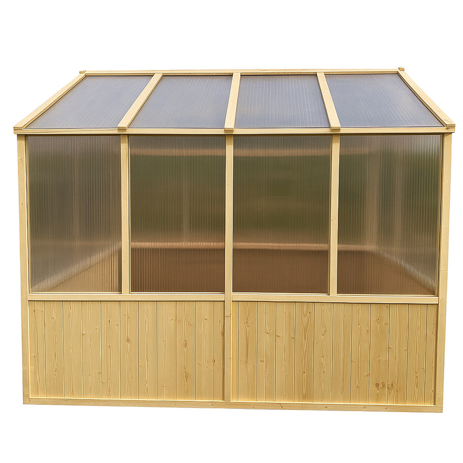 Träväxthus 231 x 194 x 232 cm – 5 mm polykarbonatpaneler, ventilationsfönster