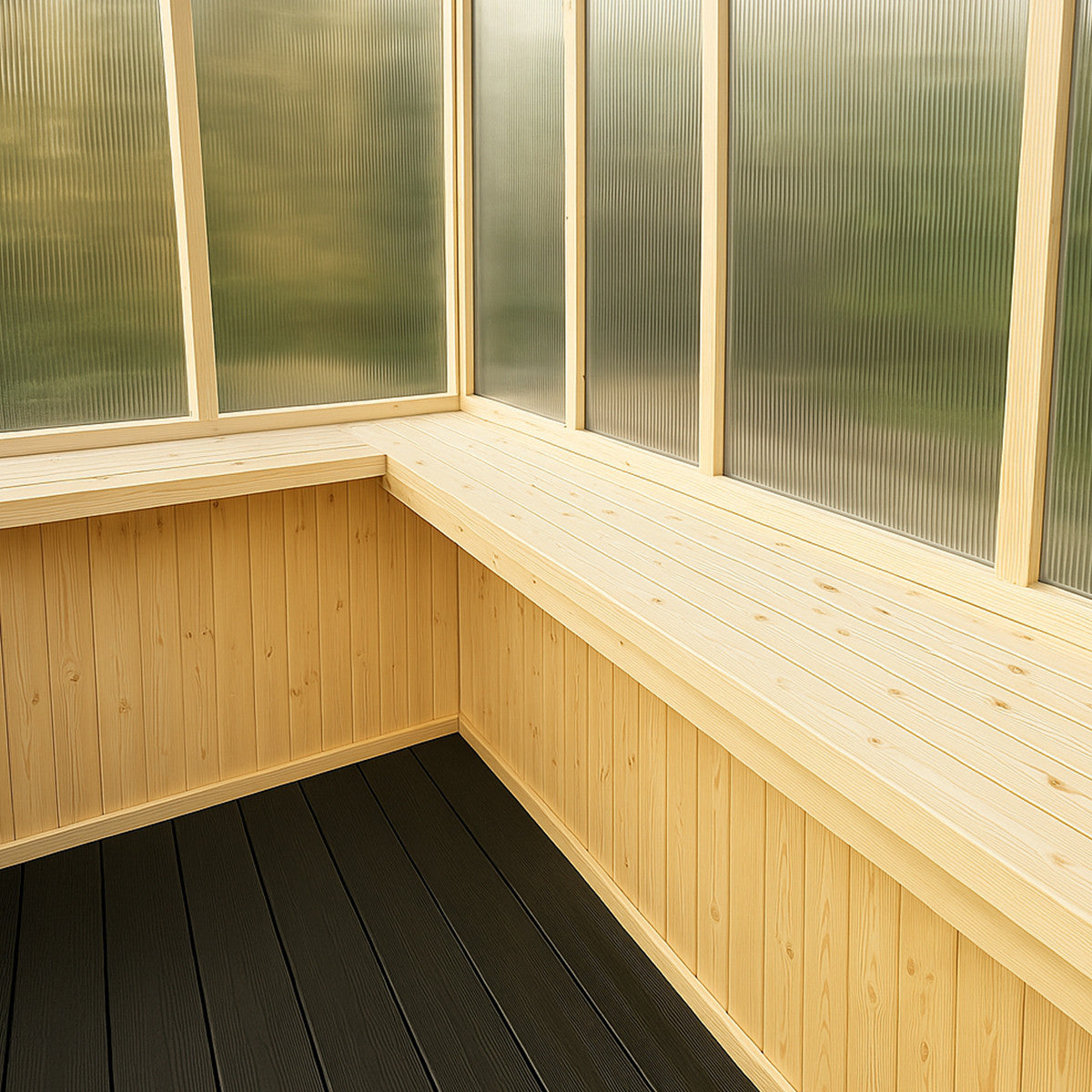 POHJOLA GARDEN Puinen kasvihuone, kattoikkuna, 5mm paneeli