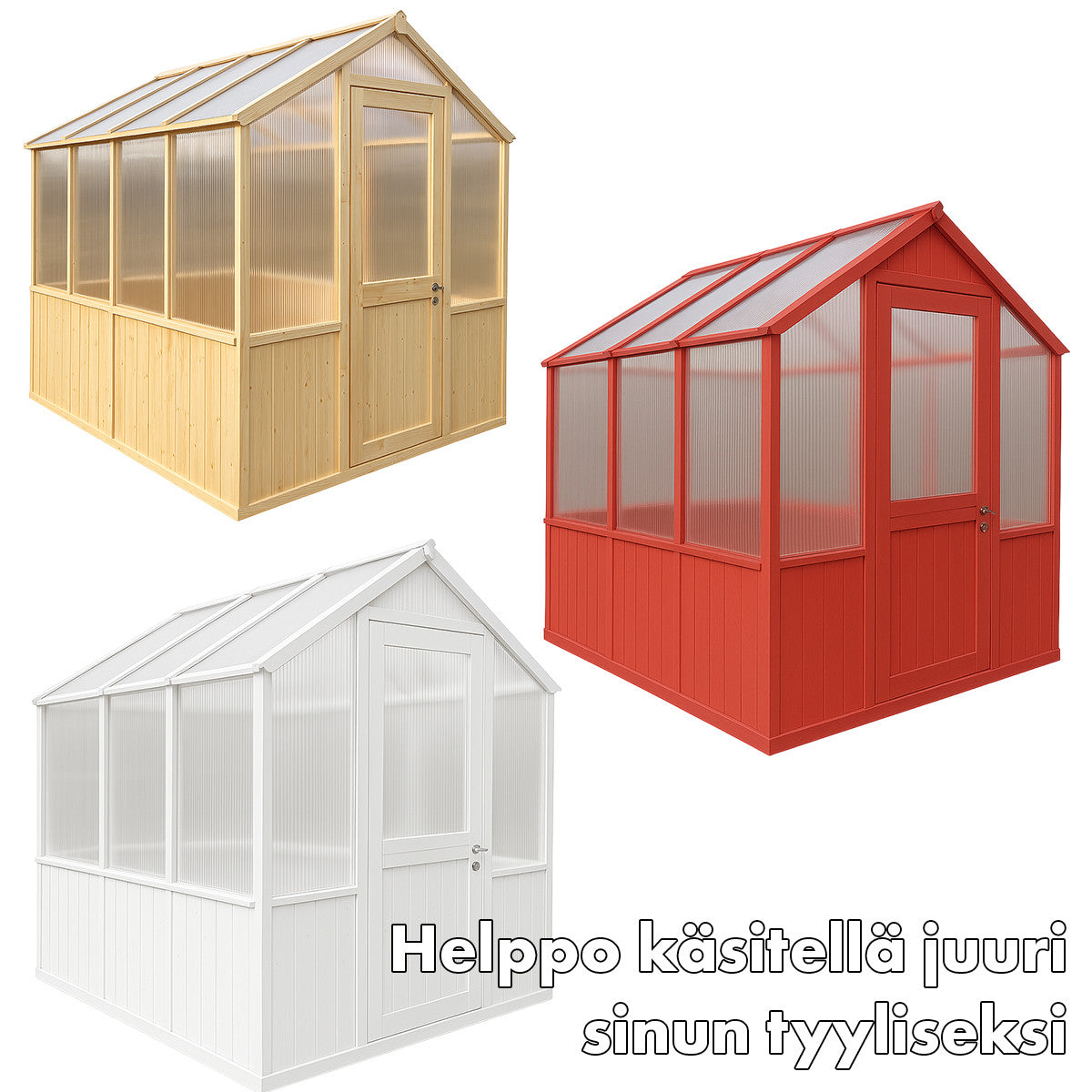 POHJOLA GARDEN Puinen kasvihuone, kattoikkuna, 5mm paneeli