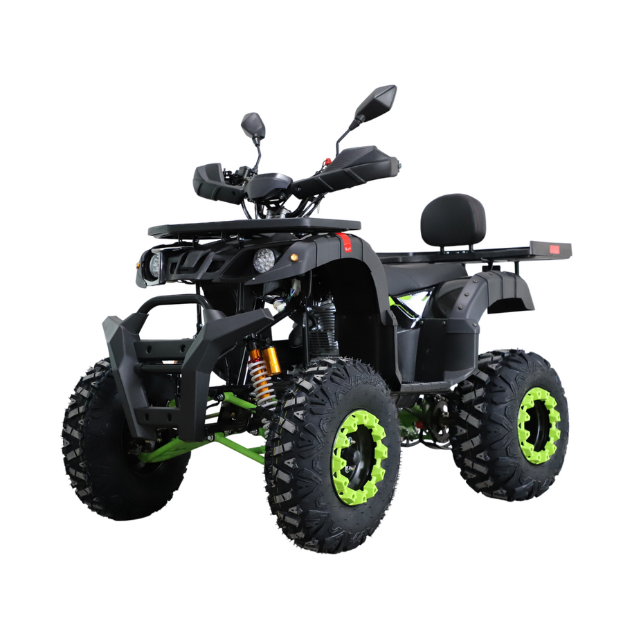 Mönkijä 250cc – 4+R-växellåda, 80 km/h, 150 kg lastkapacitet, svart-grön