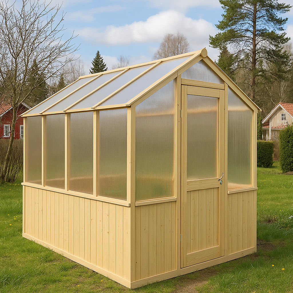 POHJOLA GARDEN Puinen kasvihuone, kattoikkuna, 5mm paneeli