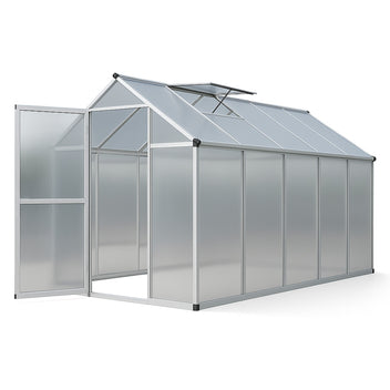 Växthus 5,4 m² – 4 mm cellplåt, aluminiumram, sockel och rännor