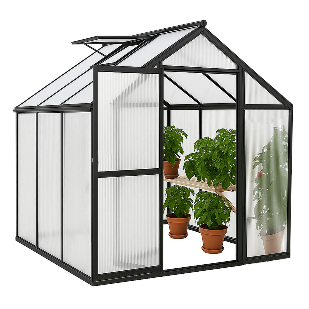 POHJOLA GARDEN Kasvihuone 3,3m²: Tukeva Runko, Paksut Paneelit, Sokkeli & Rännit - Helppo Koota Musta