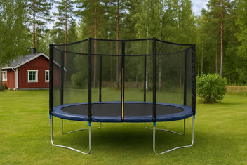 Trampoliini Premium turvaverkolla – galvanoitu runko, 60 jousta, 150 kg