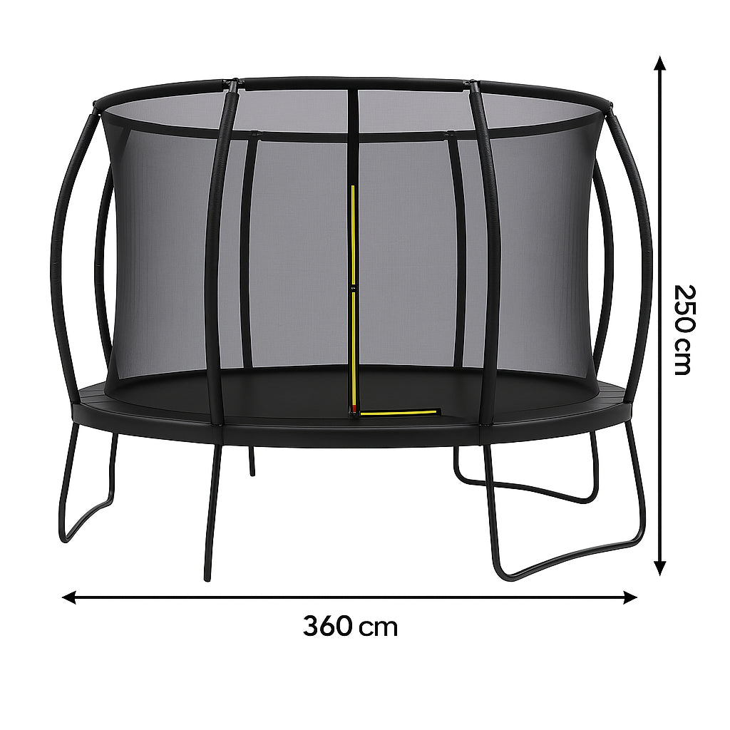 POHJOLAPULSE SPORTS LUXUS Trampoliini Ø 360cm Turvaverkolla MUSTA EDITION