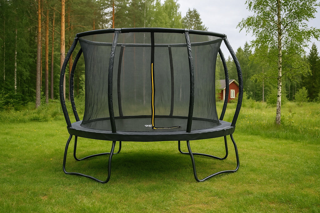 POHJOLAPULSE SPORTS LUXUS Trampoliini Ø 427cm Turvaverkolla MUSTA EDITION