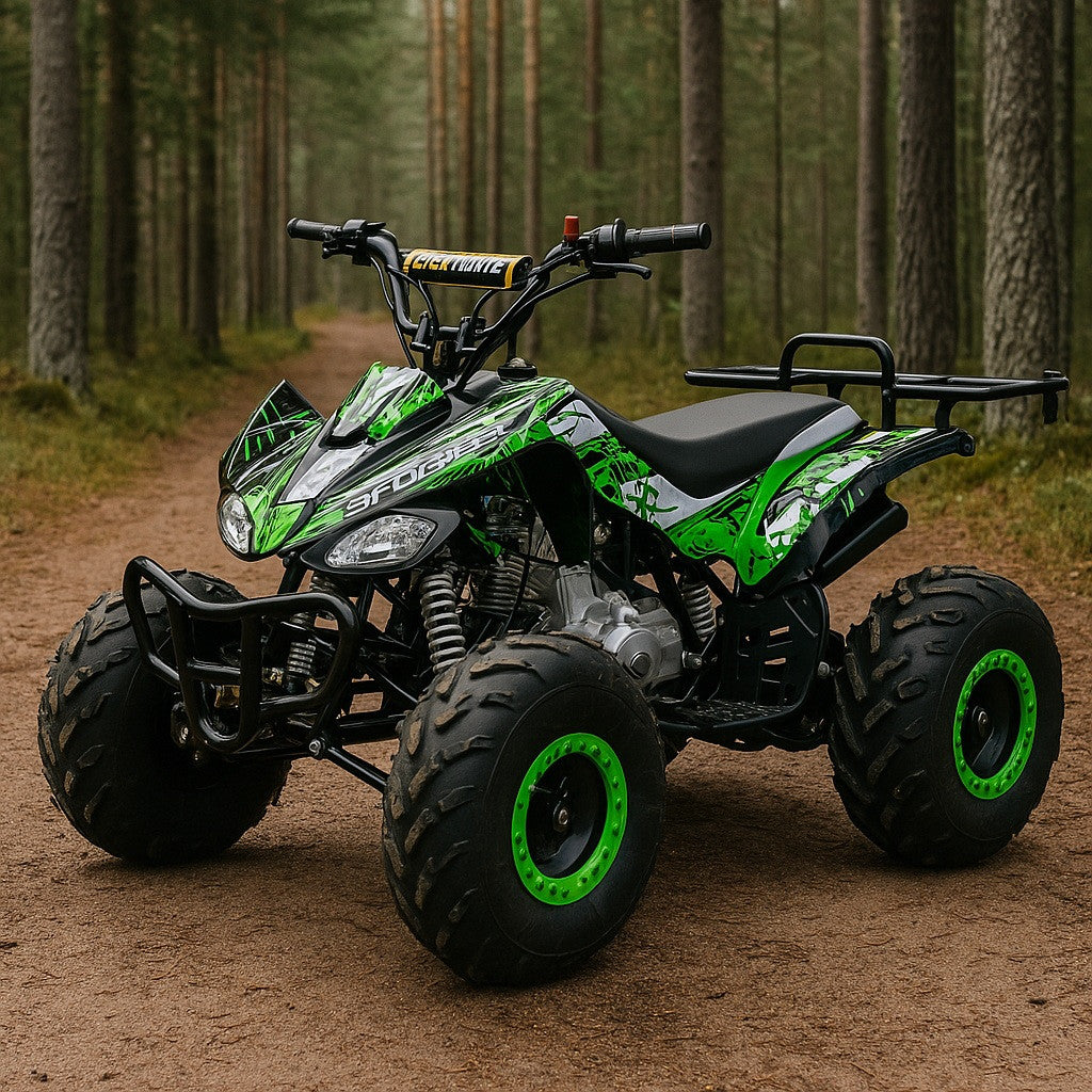 POHJOLA MOTORS Lasten Mönkijä 4-tahti, 110CC, Puoliautomaatti, Musta/Vihreä