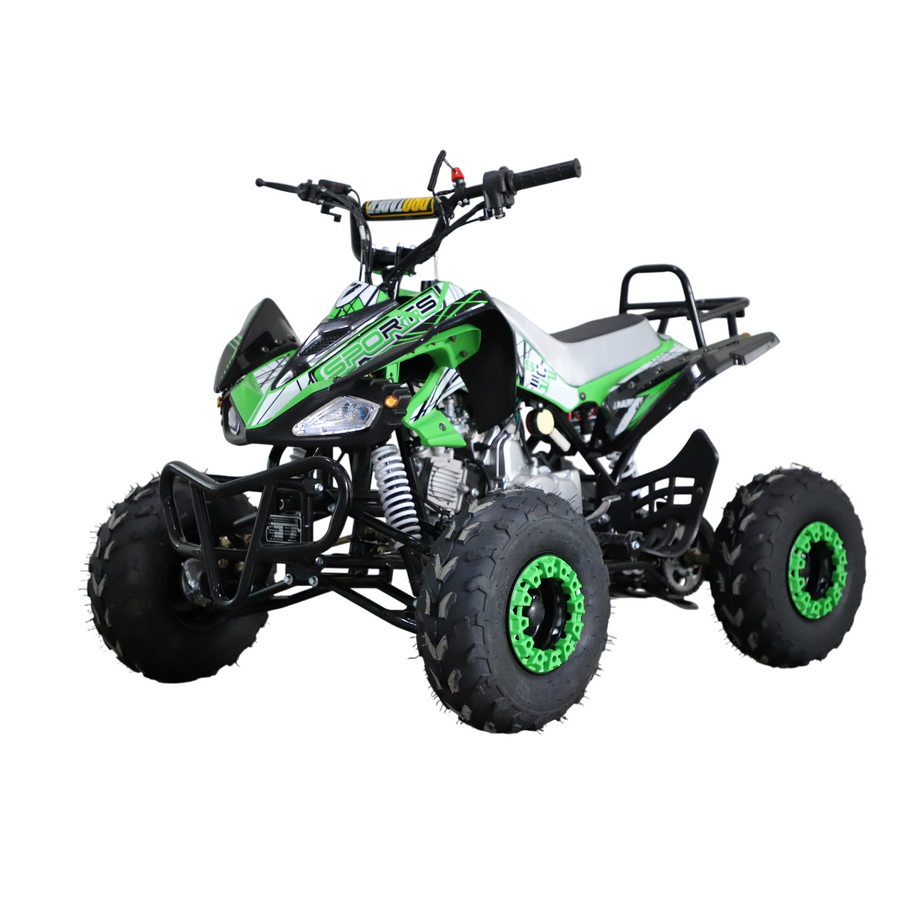 Barnmoped 110cc – halvautomatisk, 48 km/h, justerbar tumgas, svart-grön